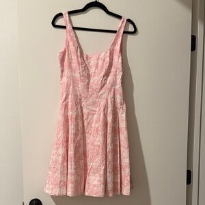 STAUD Wells Dress Pink and White